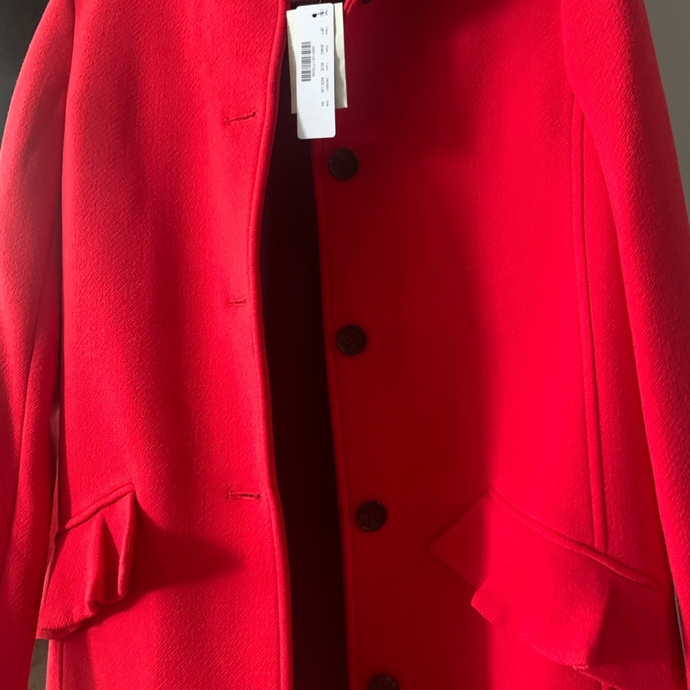 J. Crew Coat With Ruffle Pockets In Italian Double Cloth Wool (NWT)